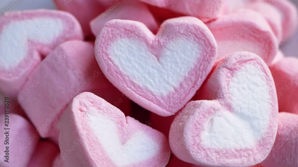 Rotation close up marshmallow heart Rotation close up marshmallow heart