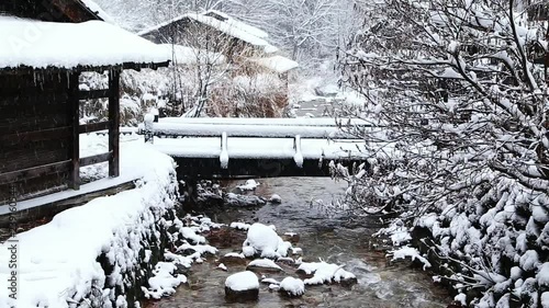 Snowscape of Tsurunoyu hot spring photo