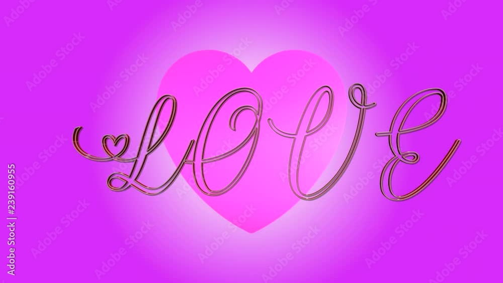 LOVE 3D Text Looping Animation - Heart Shapes On Pink Background LOVE 3D Text Looping Animation - Heart Shapes On Pink Background