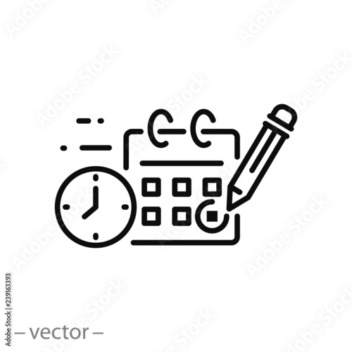 marking day icon, calendar reservation linear sign isolated on white background - editable stroke vector illustration eps10