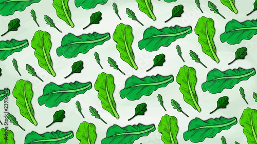 Vector Illustration of Salad Leaves Pattern Sketch Style