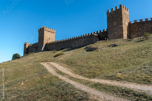 Old walls of the Genoese fortress in Sudak, Crimea