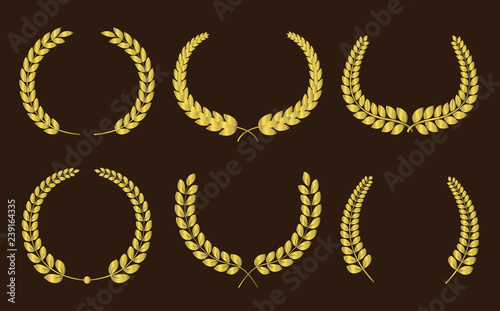 Set of gold laurel wreaths