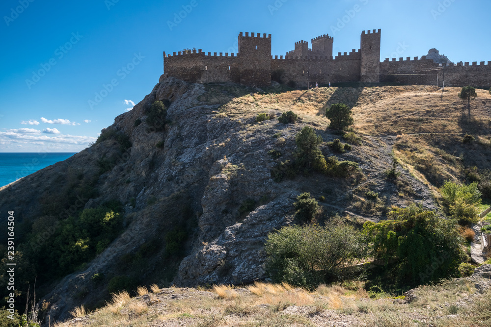 View of the old Genoese fortress in Sudak, Crimea
