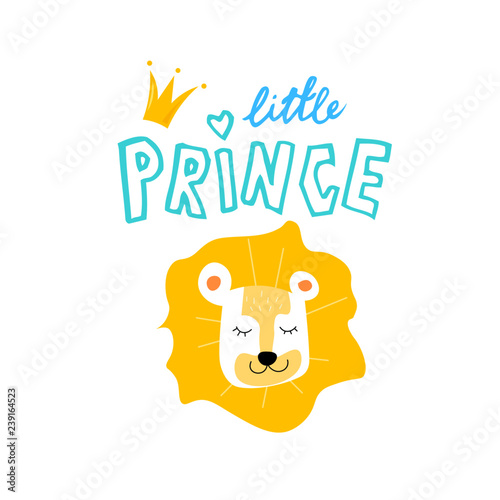 Hand sketched Little Prince text textured background for clothes. Kids badge, tag, icon. Great for card, invitation, poster, banner template. Celebration lettering typography. Vector.