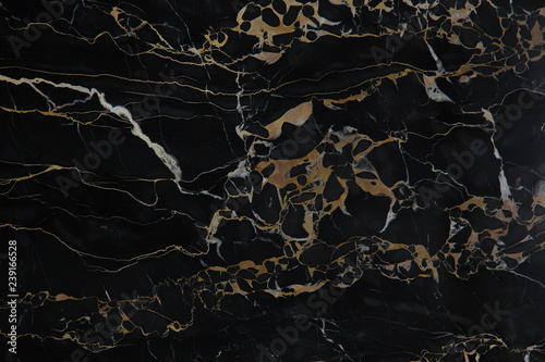 Elite and expensive black polished marble with yellow veins Nero Portoro