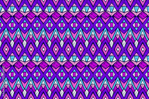 Ethnic pattern. Aztec fabric. Embroidery effect. Tribal ornament. Brazilian or Mexican print. Clothes or interior design. Boho fashion. Traditional homespun textile. Vector seamless pattern.