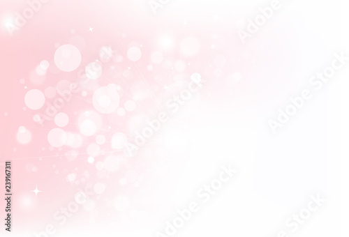 Fantasy magical bokeh circles bubble blurry scatter with stars dust glitter sparkle pink pastel concept abstract background vector illustration using for cosmetic product
