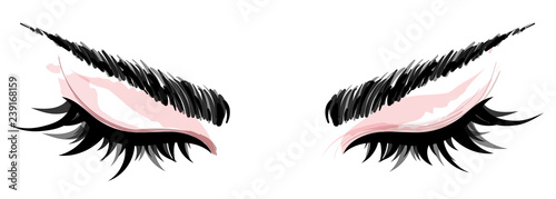 illustration of eye makeup and brow on white background