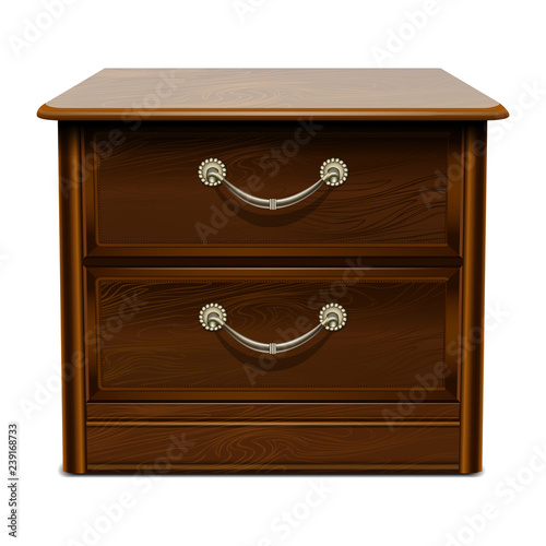 Wood brown drawer icon. Realistic illustration of wood brown drawer vector icon for web design isolated on white background