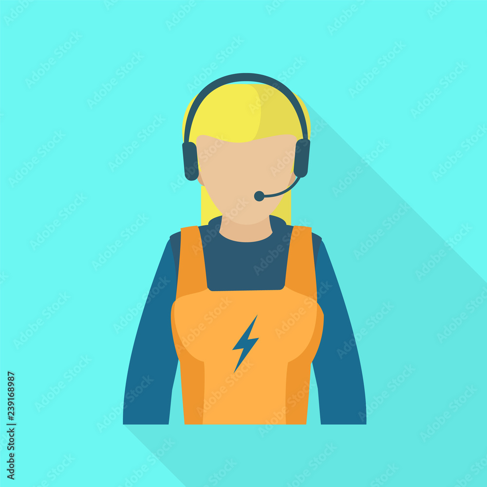 Electric call center woman icon. Flat illustration of electric call center woman vector icon for web design Electric call center woman icon. Flat illustration of electric call center woman vector icon for web design