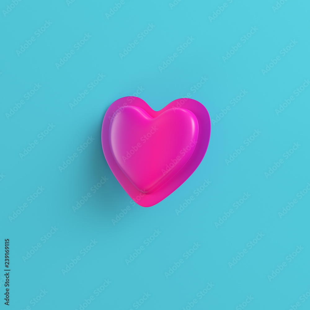Pink abstract heart on bright blue background