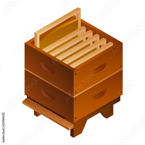 Bee hive honey frame icon. Isometric of bee hive honey frame vector icon for web design isolated on white background