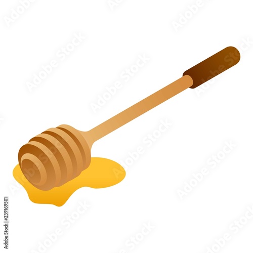 Wood honey spoon icon. Isometric of wood honey spoon vector icon for web design isolated on white background