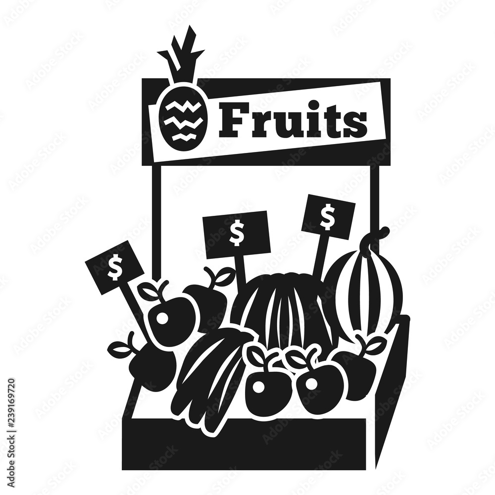 Fruit kiosk icon. Simple illustration of fruit kiosk vector icon for web design isolated on white background