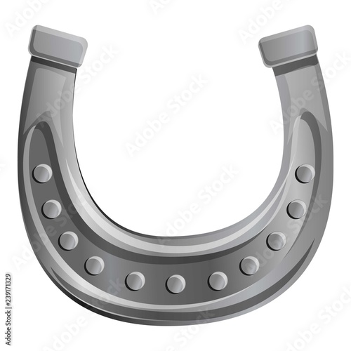 Silver horseshoe icon. Cartoon of silver horseshoe vector icon for web design isolated on white background