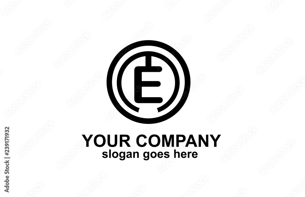 Rounded Initial Monogram E logo design