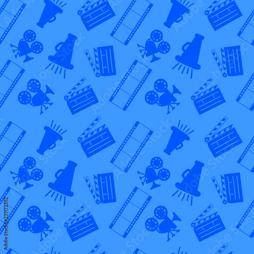 Cinema pattern seamless. Cartoon set of cinema vector pattern seamless for web, poster and wrapping paper