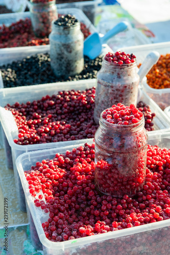 Frozen red berry fruits at ...