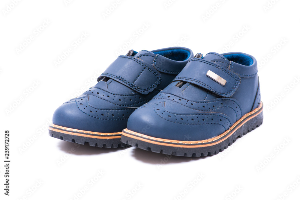 Blue baby shoes isolated on white background Blue baby shoes isolated on white background