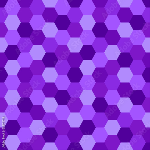 Geometric Seamless Abstract Background with Hexagon shapes as mosaic pattern in trendy 2019 color Proton Purple