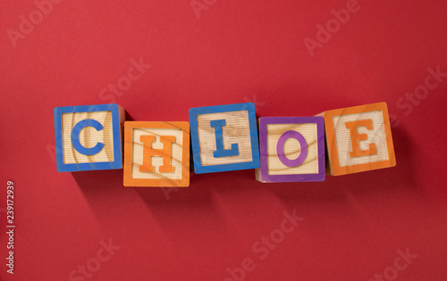 Name Chloe made with wooden blocks  photo