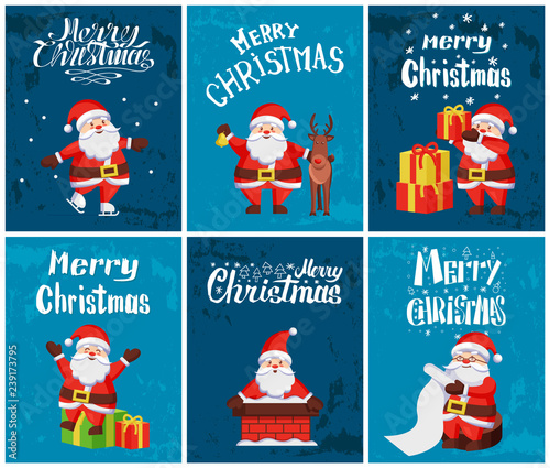 Merry Christmas, Santa Claus with Presents Set