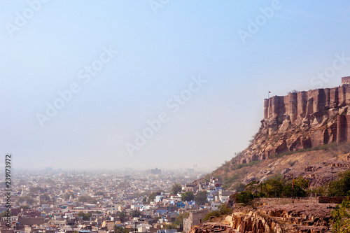 Jodhpur india blue city panorama with fortress
