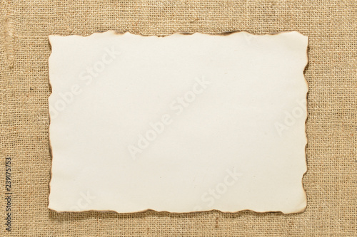 Retro style label over burlap cloth with copy space for your text. 
