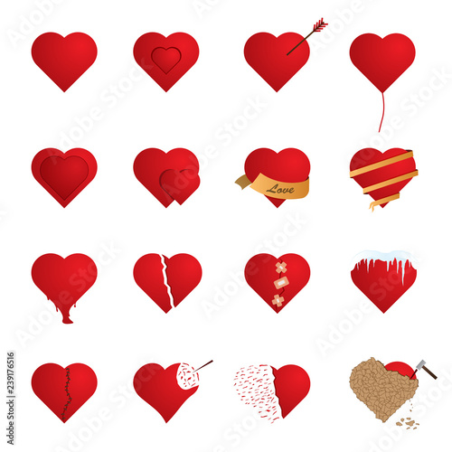 Hearts icon set. Vector.