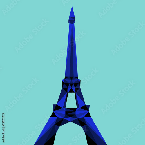 Colorful polygonal style design of parisian Eiffel Tower