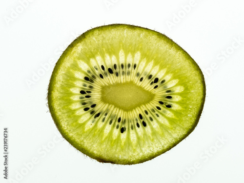 Thin slice of kiwi fruit