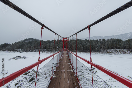 Suspension hanging bridge a...