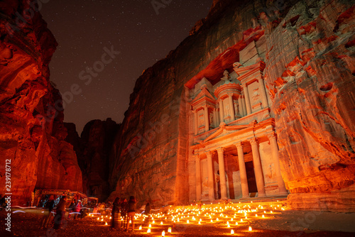 petra jordan the treasury by night candlelight  photo