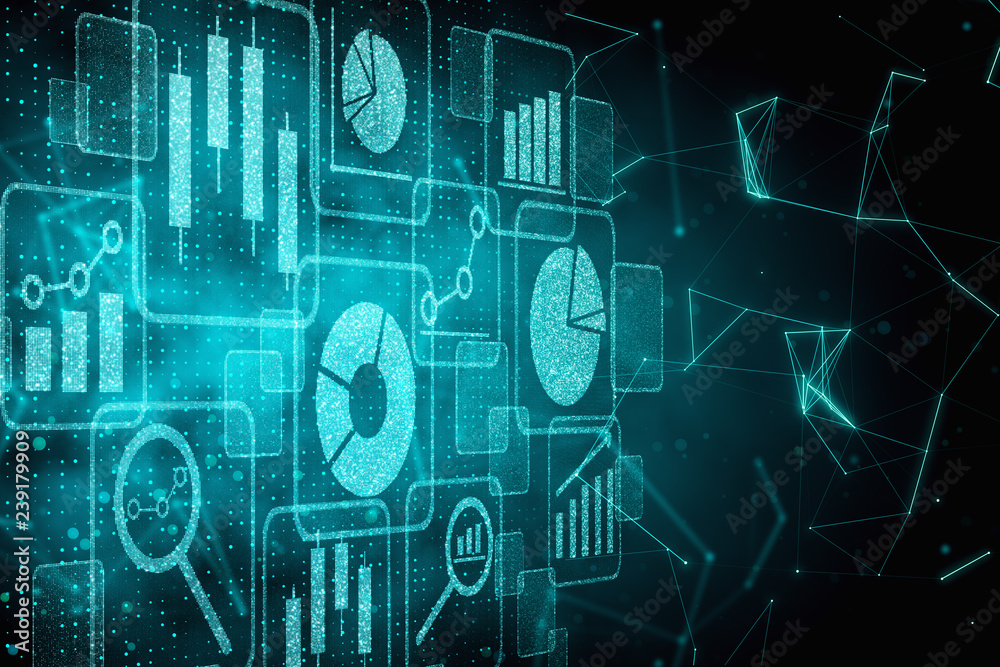 Naklejka premium Digital business hologram background
