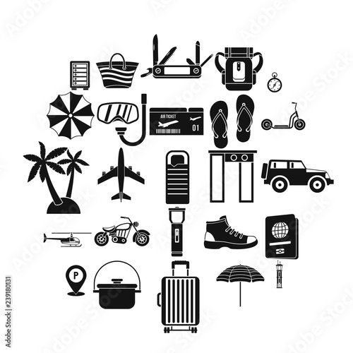 Tour guide icons set. Simple set of 25 tour guide vector icons for web isolated on white background