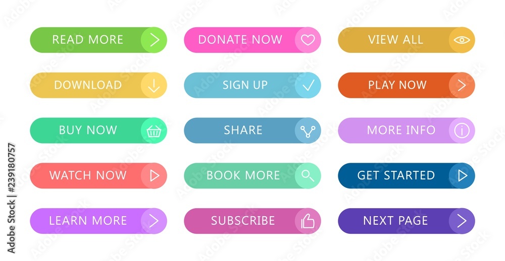 Vetor de Color buttons flat design. Web and ui application color