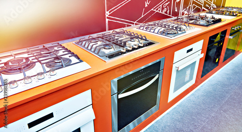 Tableau sur toile Modern gas stoves in store