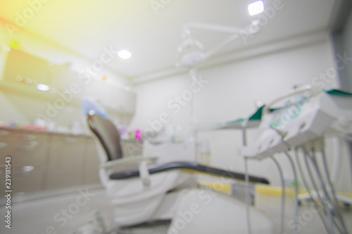 Abstract blurred background of a dentist,Dentist's Chair,Dentist Office.