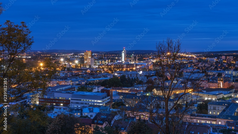 View of Brno from Spilberk Castle at night