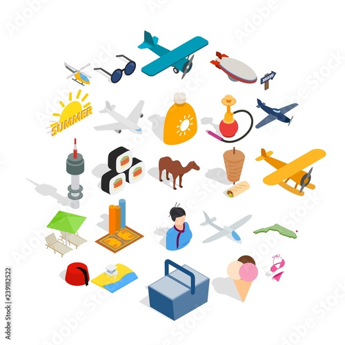 See the world icons set. Isometric set of 25 see the world vector icons for web isolated on white background