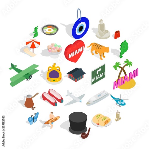 Unity with nature icons set. Isometric set of 25 unity with nature vector icons for web isolated on white background