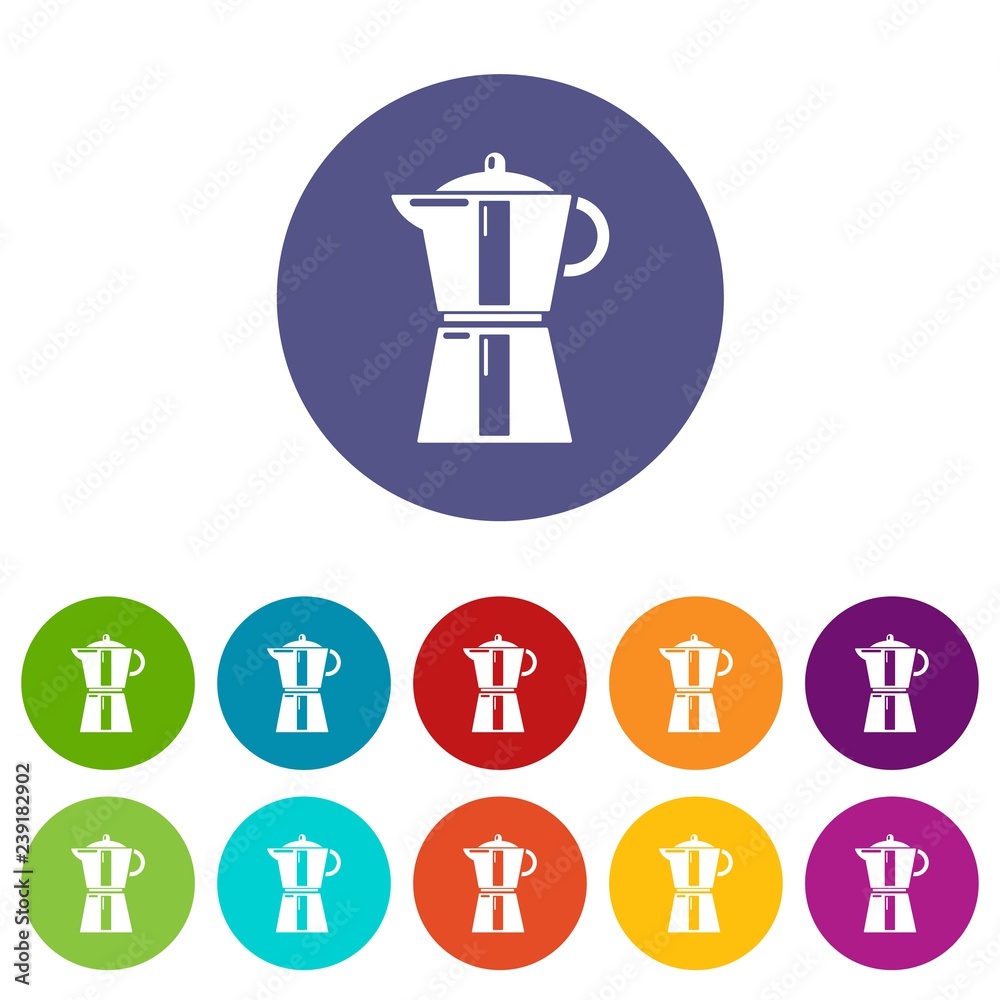 Fototapeta premium Kettle element icons color set vector for any web design on white background