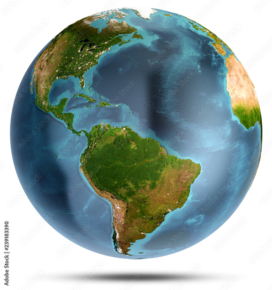Fototapeta premium South and North America. 3d rendering