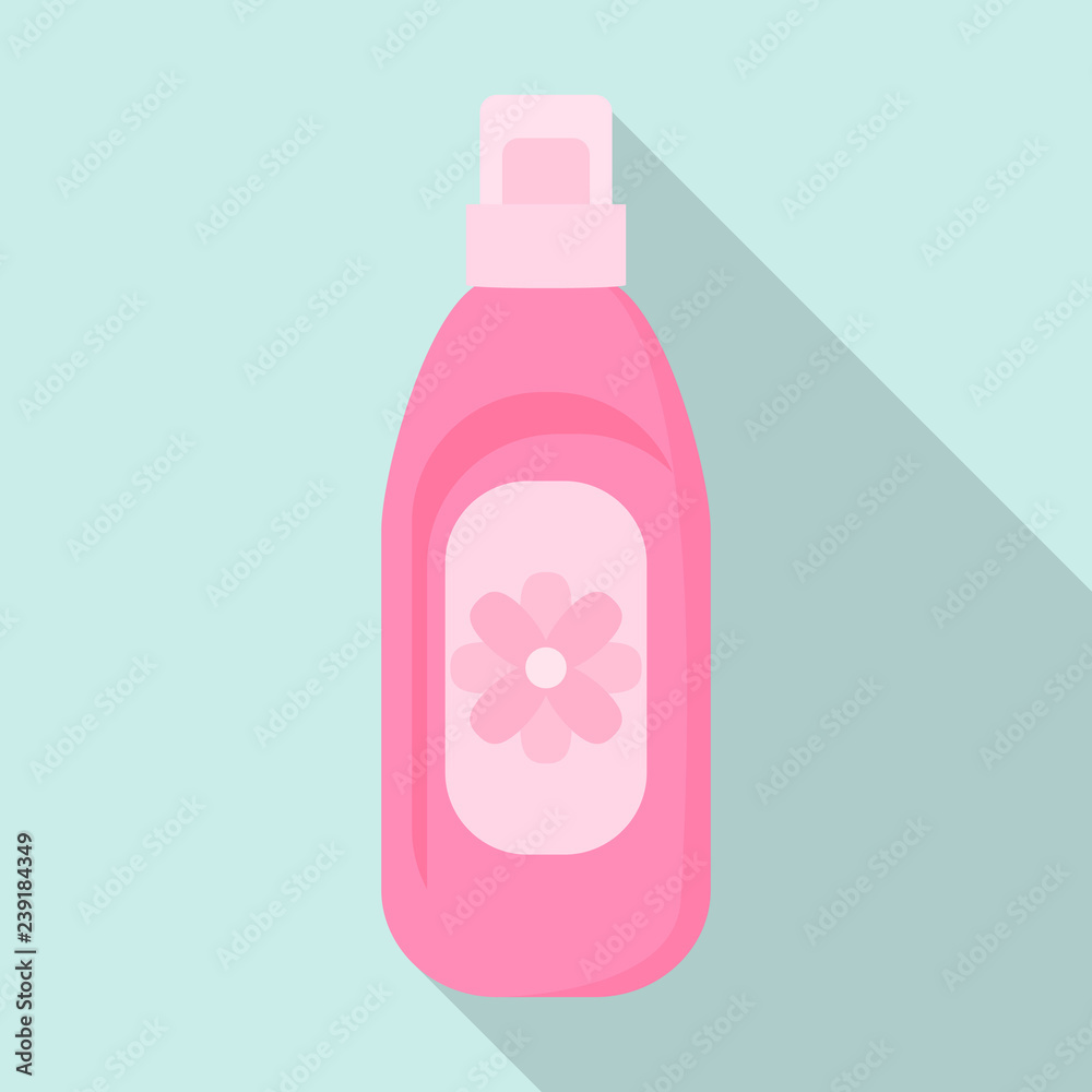 Pink bottle gel laundry icon. Flat illustration of pink bottle gel laundry vector icon for web design Pink bottle gel laundry icon. Flat illustration of pink bottle gel laundry vector icon for web design