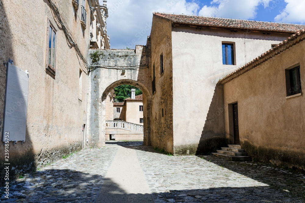 Padula, Italy - September 2018: External Courtyard by Certosa Di San Lorenzo