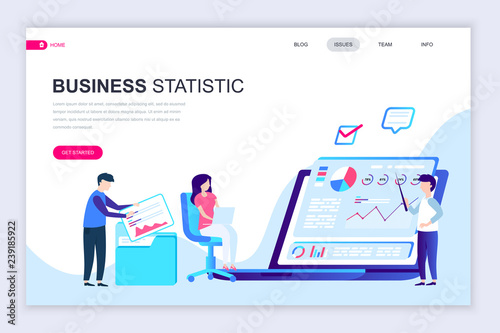 Modern flat web page design template of Business Statistic decorated people character for website and mobile website development. Flat landing page template. Vector illustration.