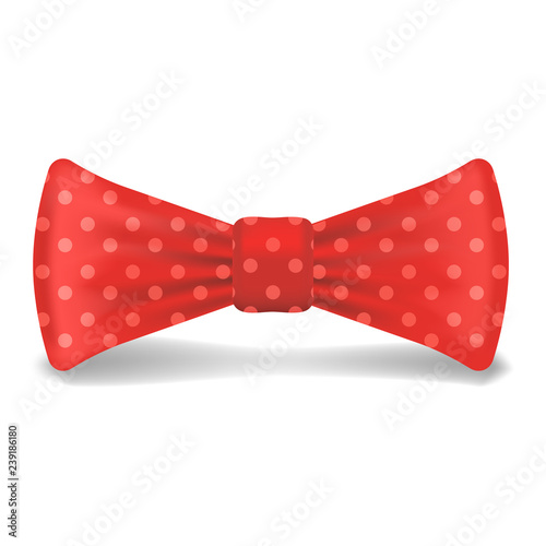 Red polka bowtie icon. Realistic illustration of red polka bowtie vector icon for web design