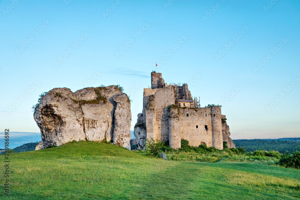 Abandoned ruins of 14th-century Mirow Castle, Silesian Voivodeship, Poland