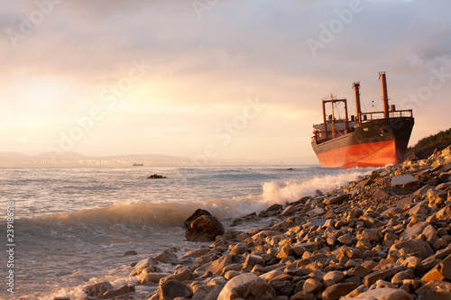 Kabardinka, Russia - December 13, 2018: The cargo ship 